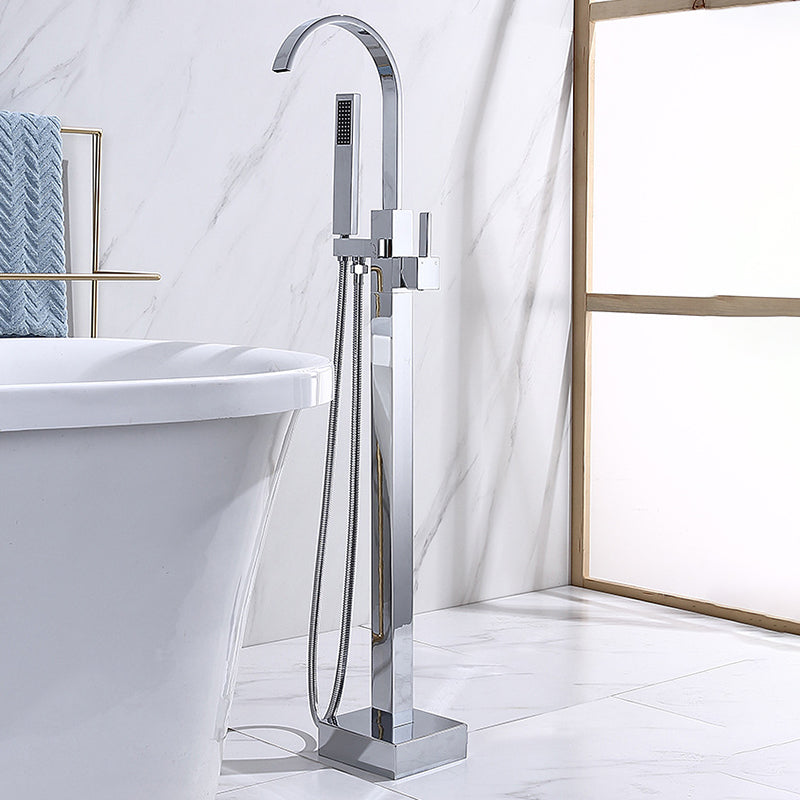 Freestanding Bathtub Faucet Floor Mounted One Lever Handle with Hose