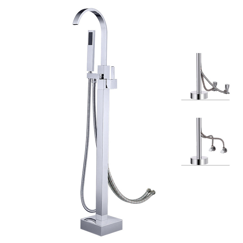 Freestanding Bathtub Faucet Floor Mounted One Lever Handle with Hose