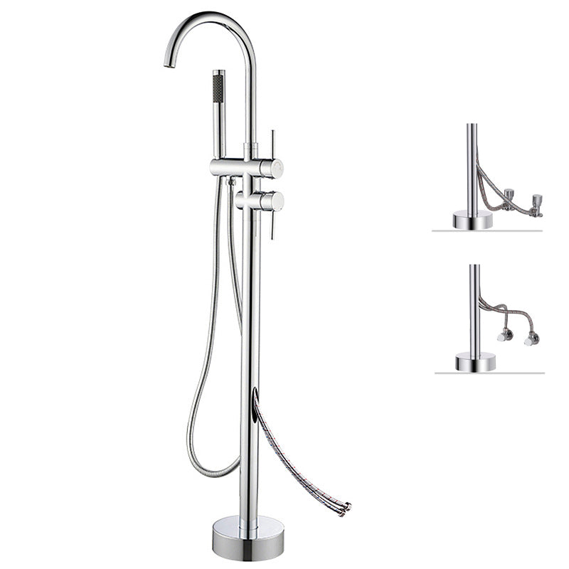 Freestanding Bathtub Faucet Floor Mounted One Lever Handle with Hose