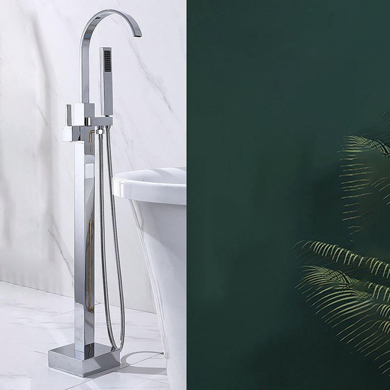 Freestanding Bathtub Faucet Floor Mounted One Lever Handle with Hose