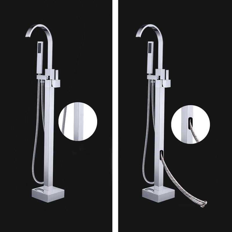Freestanding Bathtub Faucet Floor Mounted One Lever Handle with Hose