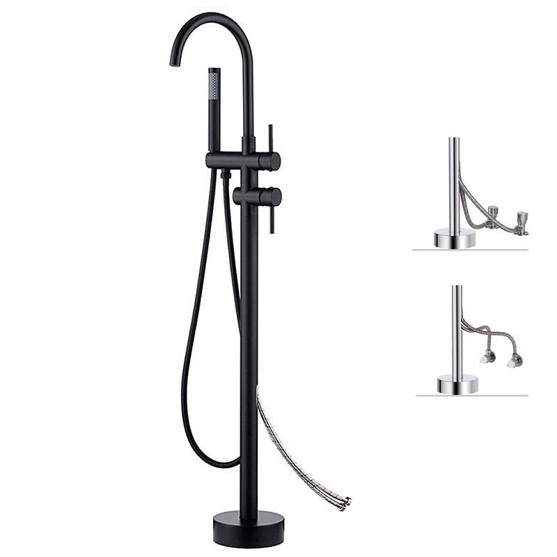 Freestanding Bathtub Faucet Floor Mounted One Lever Handle with Hose
