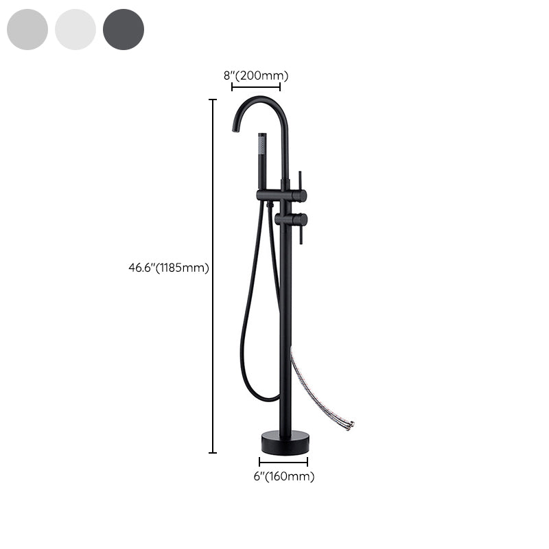 Freestanding Bathtub Faucet Floor Mounted One Lever Handle with Hose