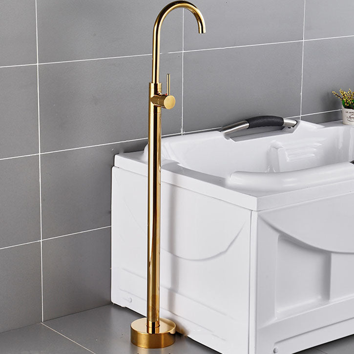Floor Mounted Freestanding Tub Filler Modern Style Metal Freestanding Tub Filler