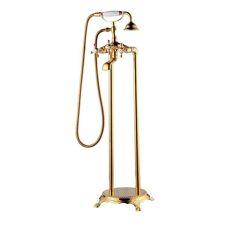Floor Mounted Freestanding Tub Filler Modern Style Metal Freestanding Tub Filler