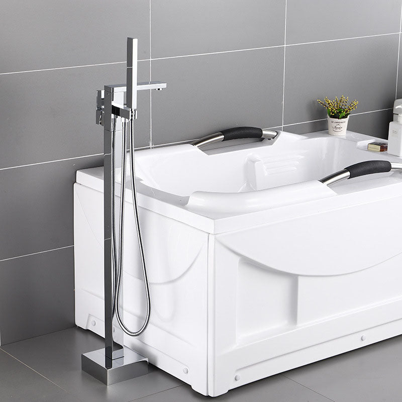 Floor Mounted Freestanding Tub Filler Modern Style Metal Freestanding Tub Filler