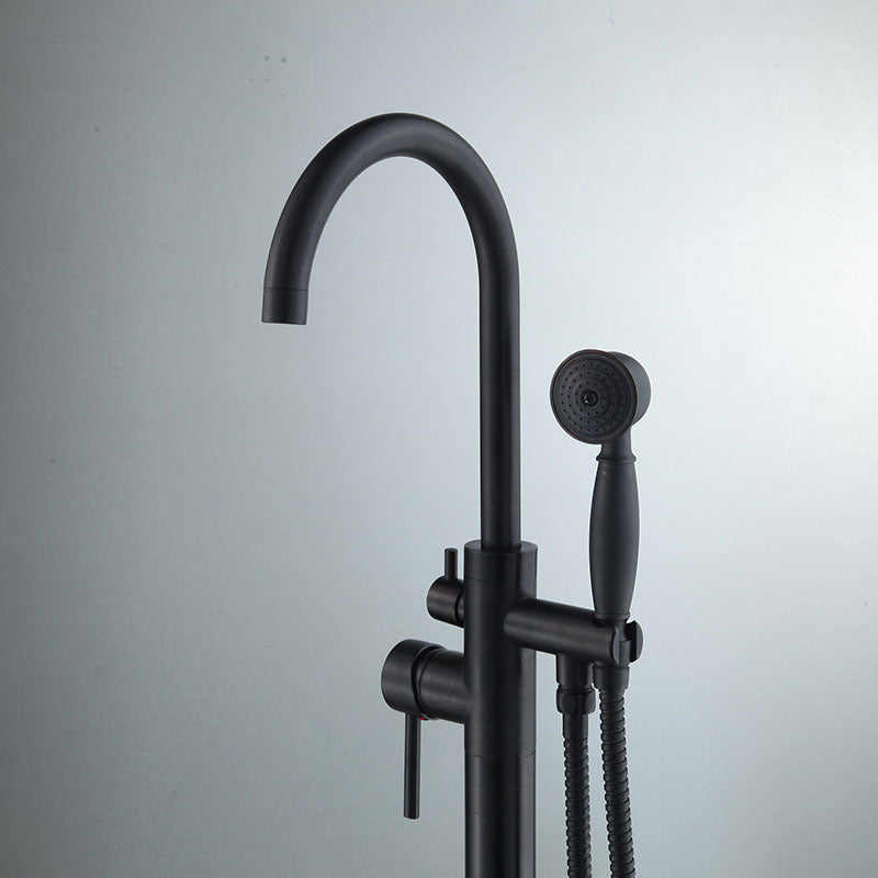 Floor Mounted Freestanding Tub Filler Modern Style Metal Freestanding Tub Filler