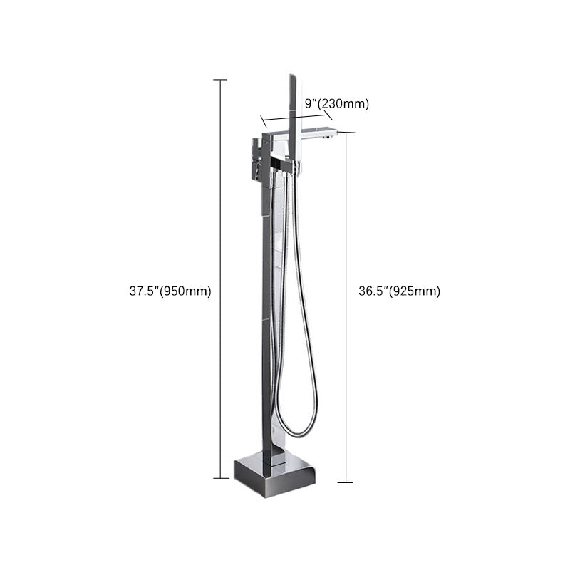 Floor Mounted Freestanding Tub Filler Modern Style Metal Freestanding Tub Filler