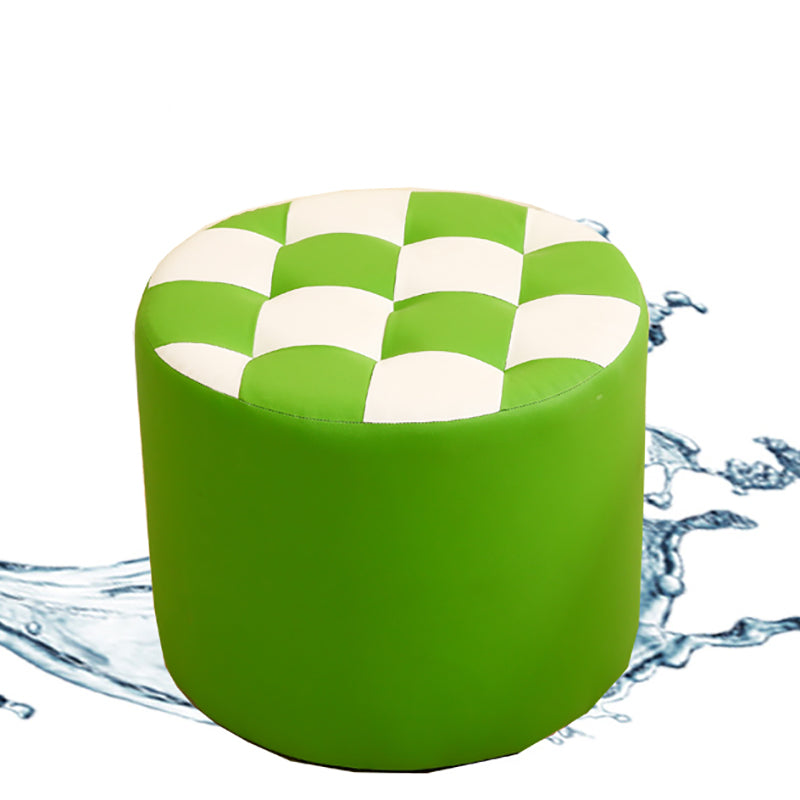 Modern Round Pouf Check Pattern Water Resistant Pouf for Home Decor