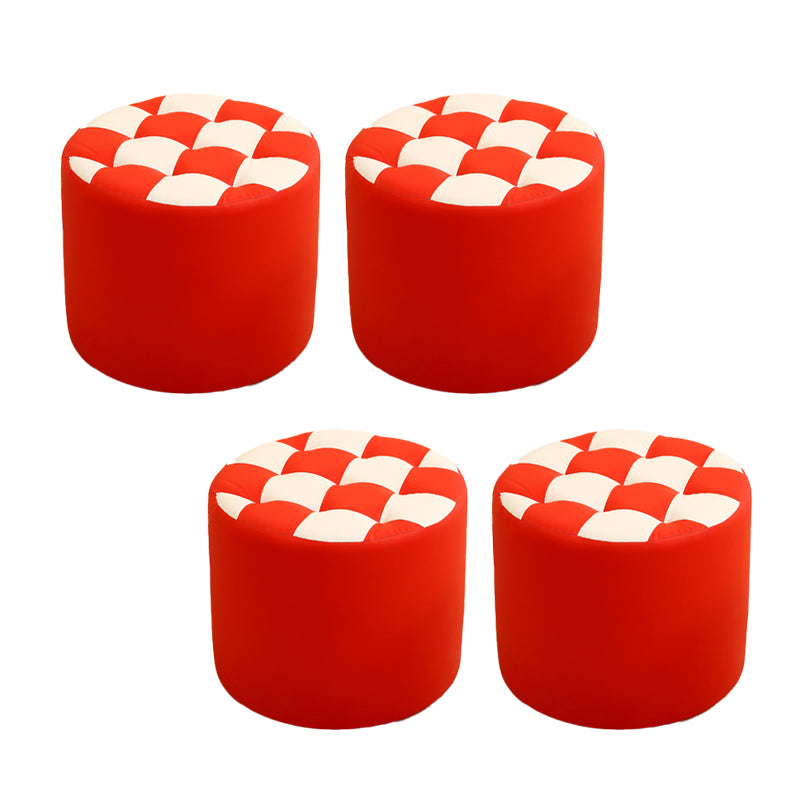 Modern Round Pouf Check Pattern Water Resistant Pouf for Home Decor