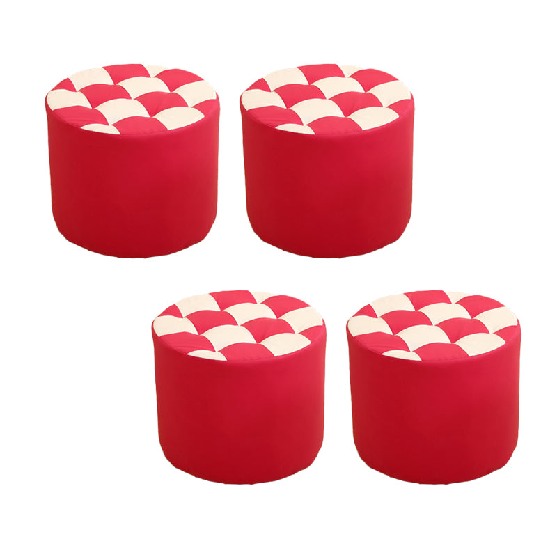 Modern Round Pouf Check Pattern Water Resistant Pouf for Home Decor