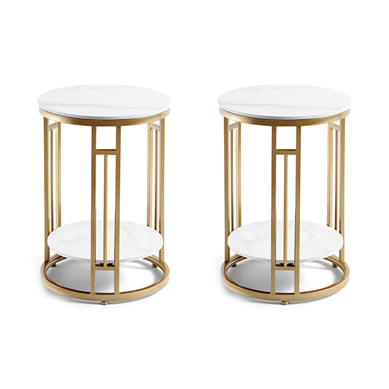 Stone Bed Nightstand Open Storage Bedside Cabinet for Bedroom