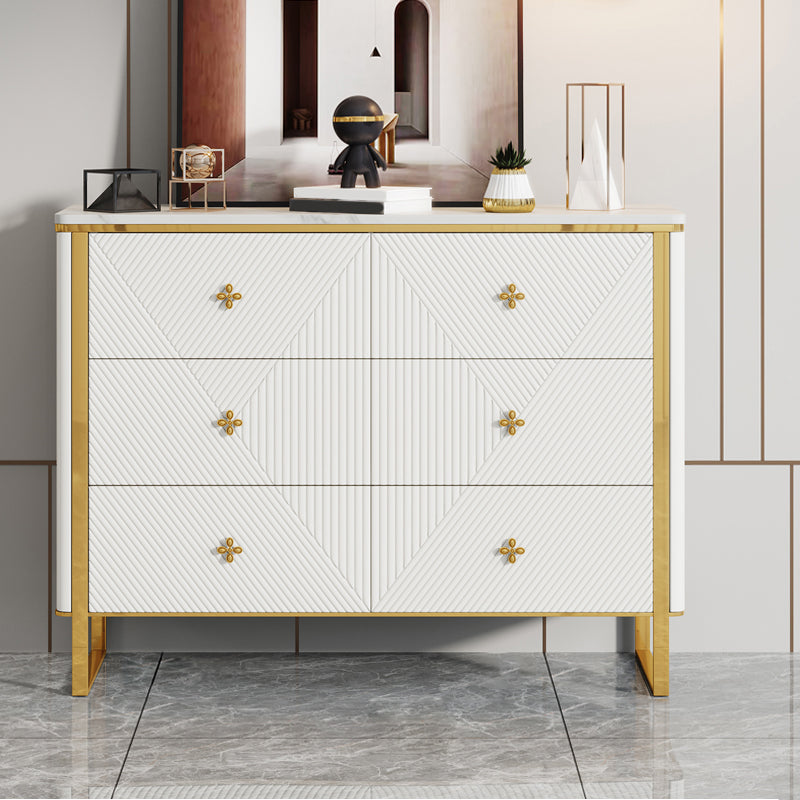 Glam Horizontal Double Dresser Stone Storage Chest Dresser for Bedroom