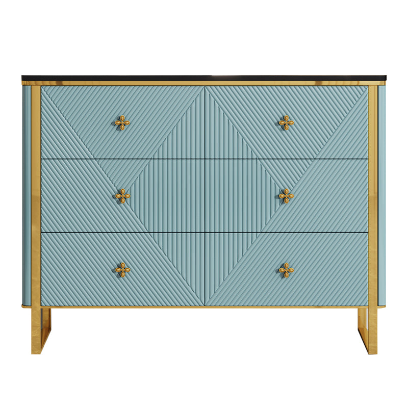 Glam Horizontal Double Dresser Stone Storage Chest Dresser for Bedroom