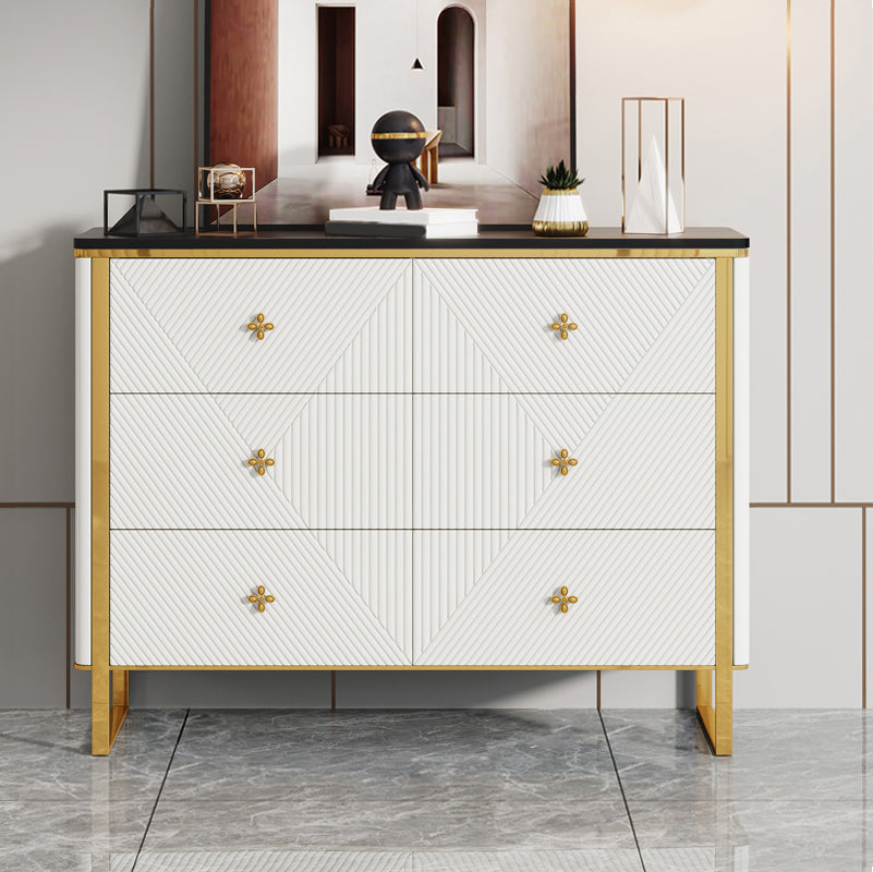 Glam Horizontal Double Dresser Stone Storage Chest Dresser for Bedroom