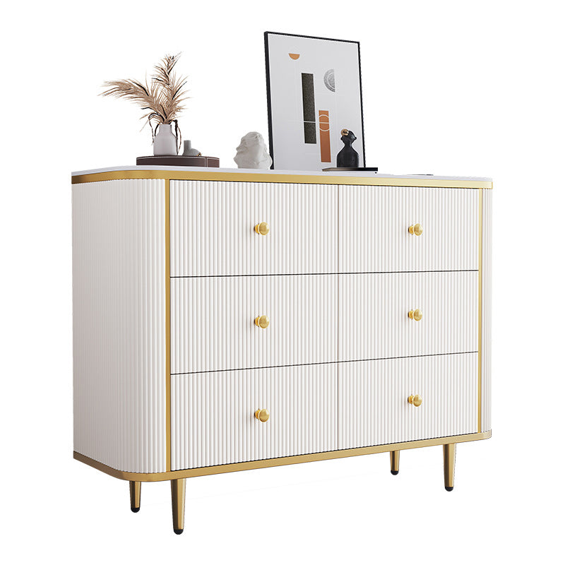 Stone Storage Chest Bedroom Glam Chest in White with Drawers