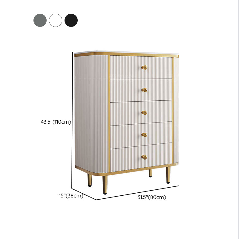 Stone Storage Chest Bedroom Glam Chest in White with Drawers