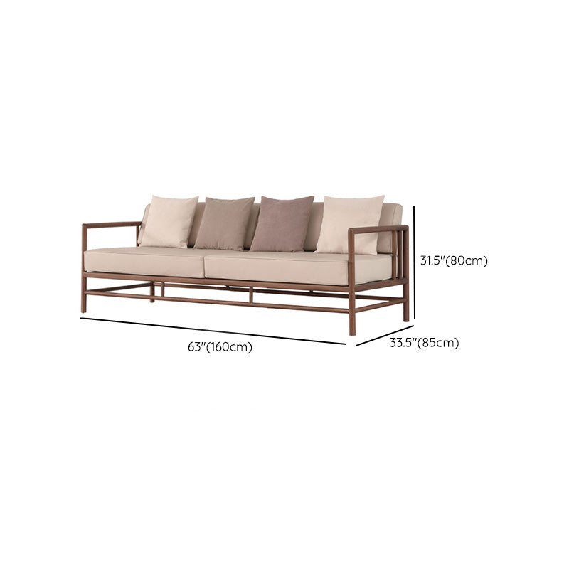 Tropical Loose Back Seating Square Arm Sofa in Brown and Beige