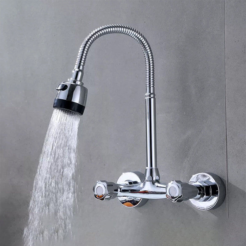 Modern Bridge Faucet Brass Knob Handle Swivel Spout Wall Mounted Pot Filler Faucet