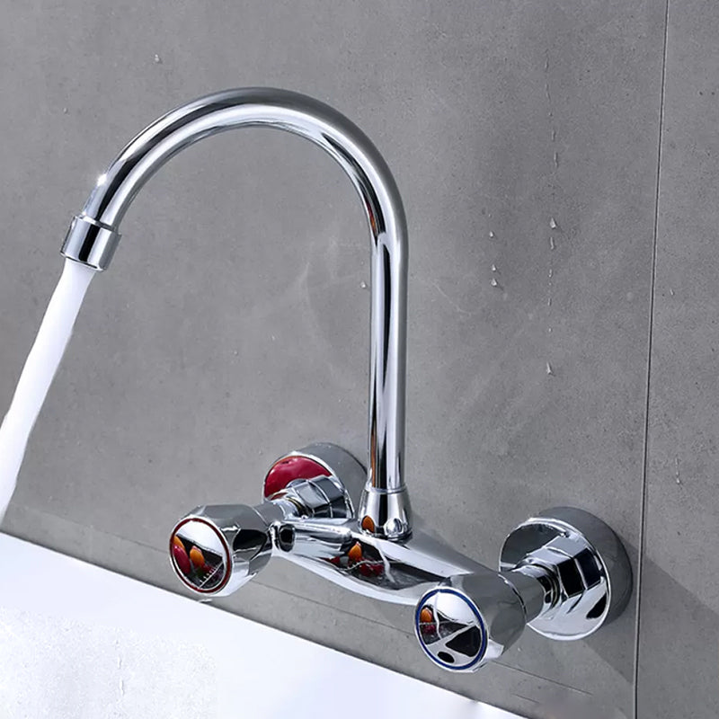 Modern Bridge Faucet Brass Knob Handle Swivel Spout Wall Mounted Pot Filler Faucet