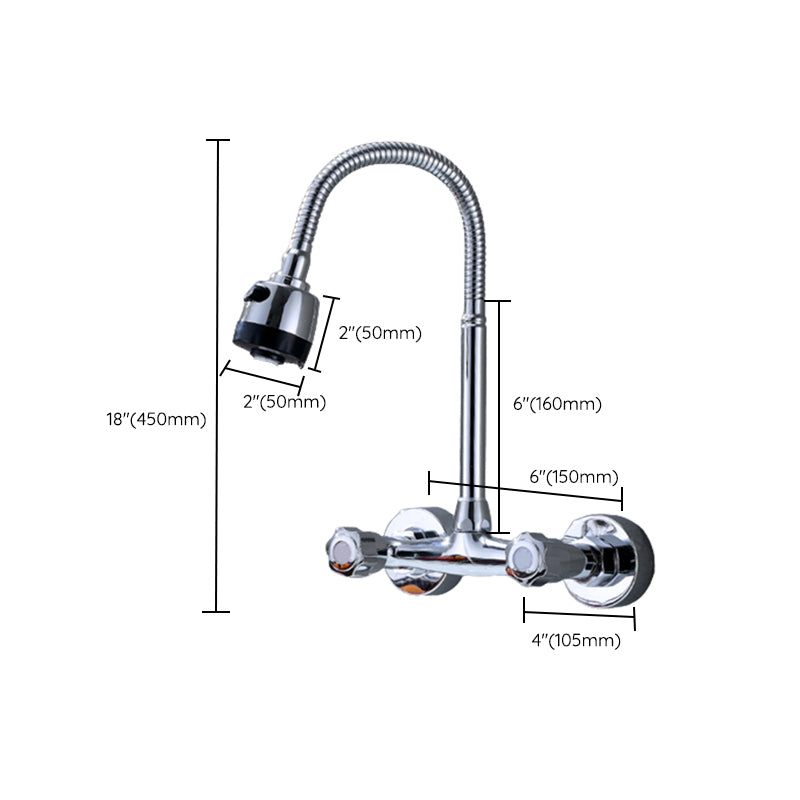 Modern Bridge Faucet Brass Knob Handle Swivel Spout Wall Mounted Pot Filler Faucet