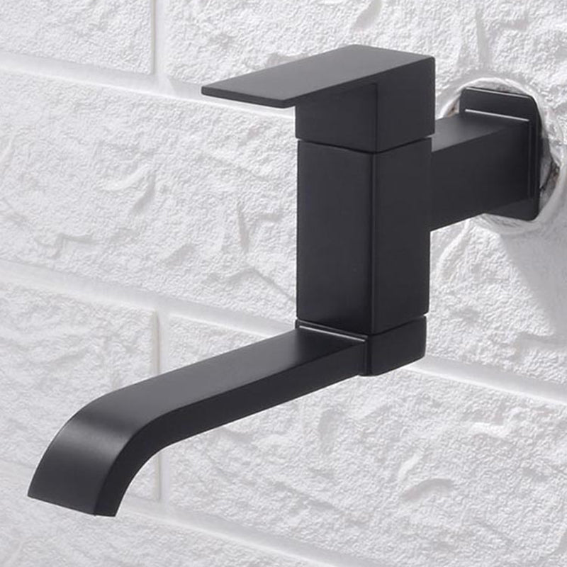 Contemporary Wall Mounted Bathroom Faucet Lever Handles Low Arc Rotatable Brass Faucet