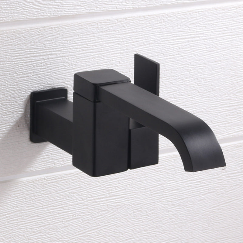 Contemporary Wall Mounted Bathroom Faucet Lever Handles Low Arc Rotatable Brass Faucet