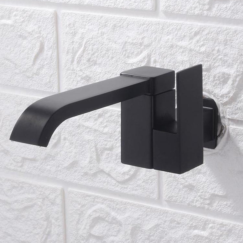 Contemporary Wall Mounted Bathroom Faucet Lever Handles Low Arc Rotatable Brass Faucet