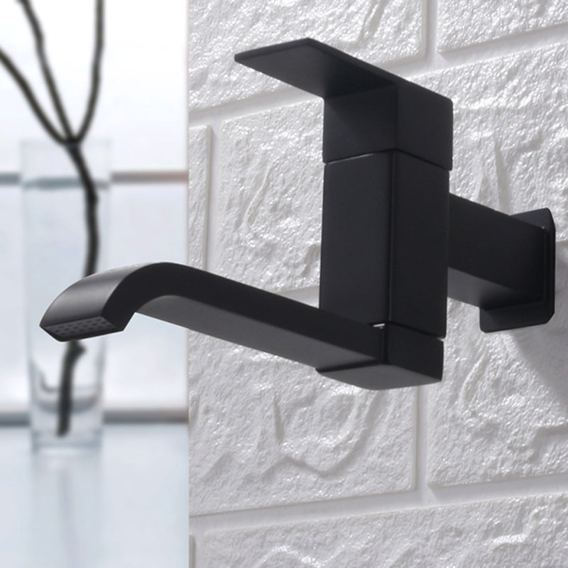 Contemporary Wall Mounted Bathroom Faucet Lever Handles Low Arc Rotatable Brass Faucet