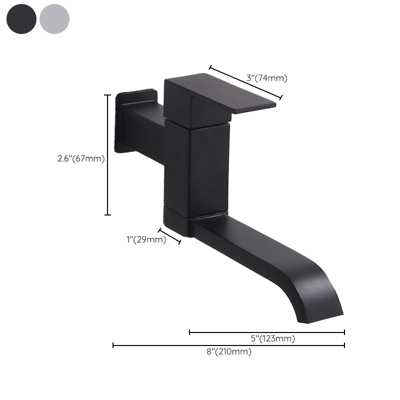 Contemporary Wall Mounted Bathroom Faucet Lever Handles Low Arc Rotatable Brass Faucet