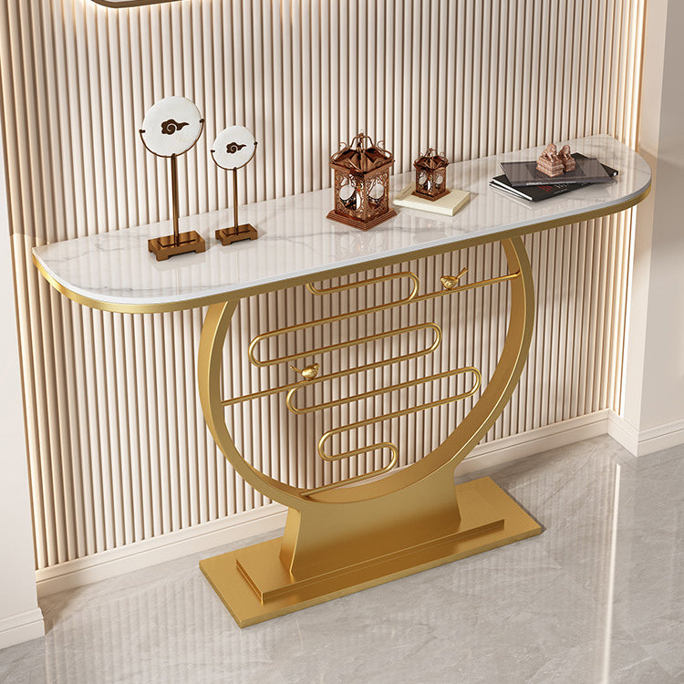 Glam Half Moon Console Table Stain Resistant End Table for Hall