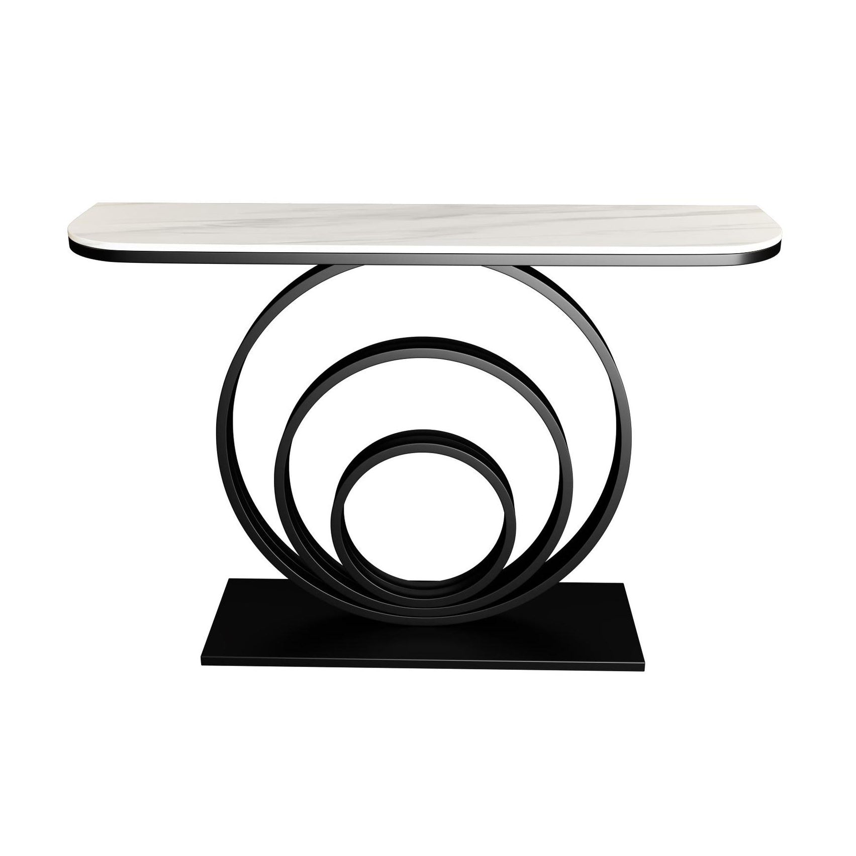 Modern Half Moon Accent Table Stone Console Sofa Table for Hall