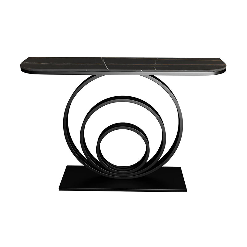 Modern Half Moon Accent Table Stone Console Sofa Table for Hall