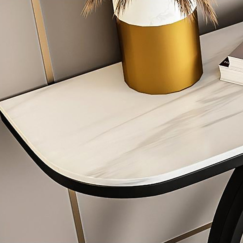 Modern Half Moon Accent Table Stone Console Sofa Table for Hall