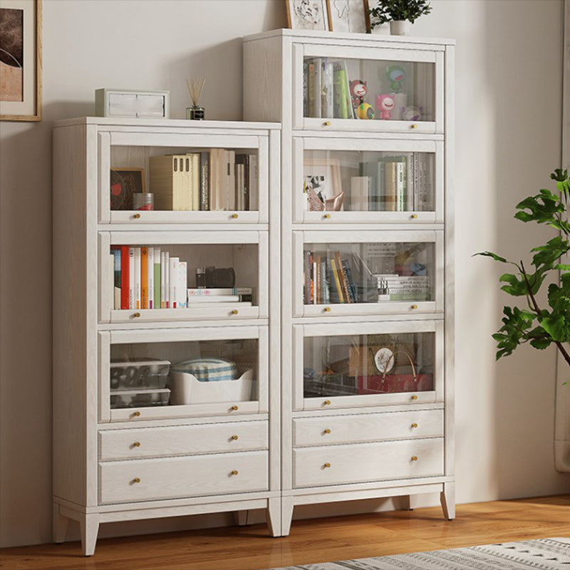 Wood  Standard  Bookcase Closed Back Contemporary Bookshelf with Drawers