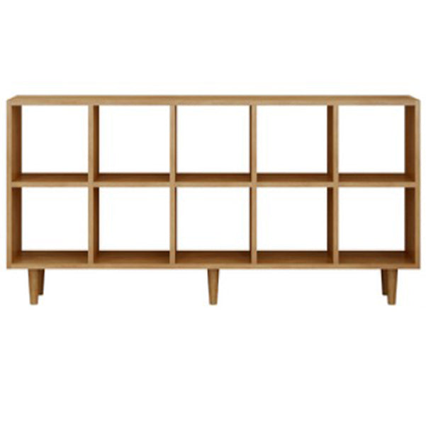 Modern Style Open Back Bookshelf Wooden Shelf Bookcase in Brown