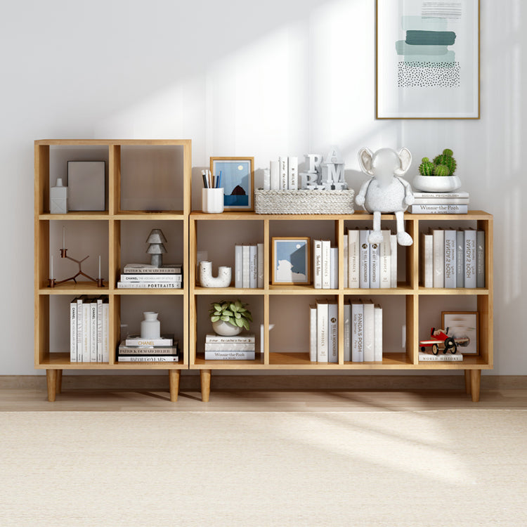 Modern Style Open Back Bookshelf Wooden Shelf Bookcase in Brown