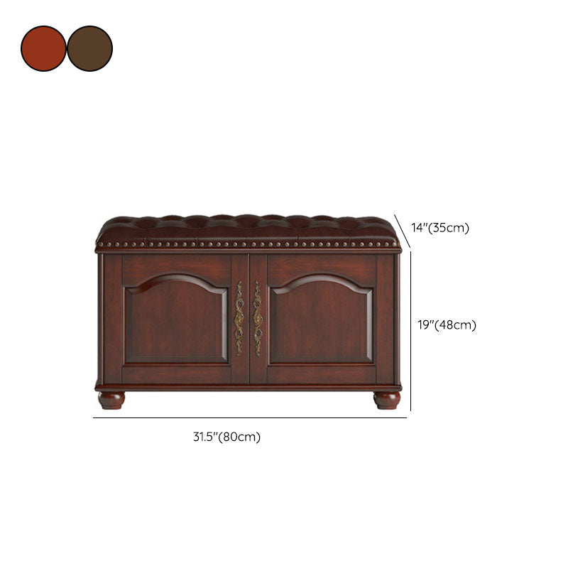 Rubberwood Seating Bench Cushioned 14" W Rectangle Shoe Storage Entryway Bench