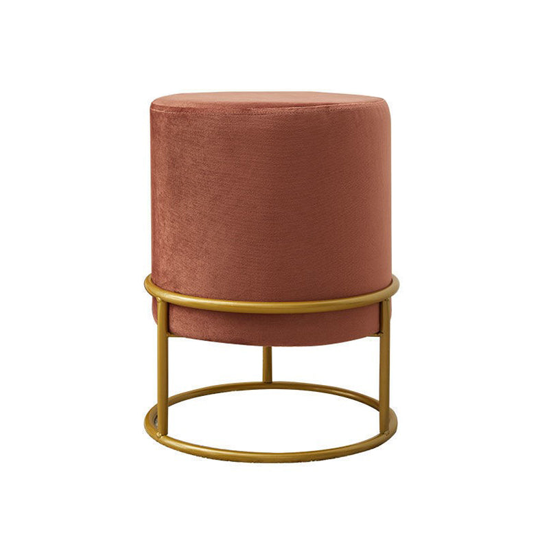 Mildew Resistant Ottoman Pure Color Modern Upholstered Velvet Round Ottoman
