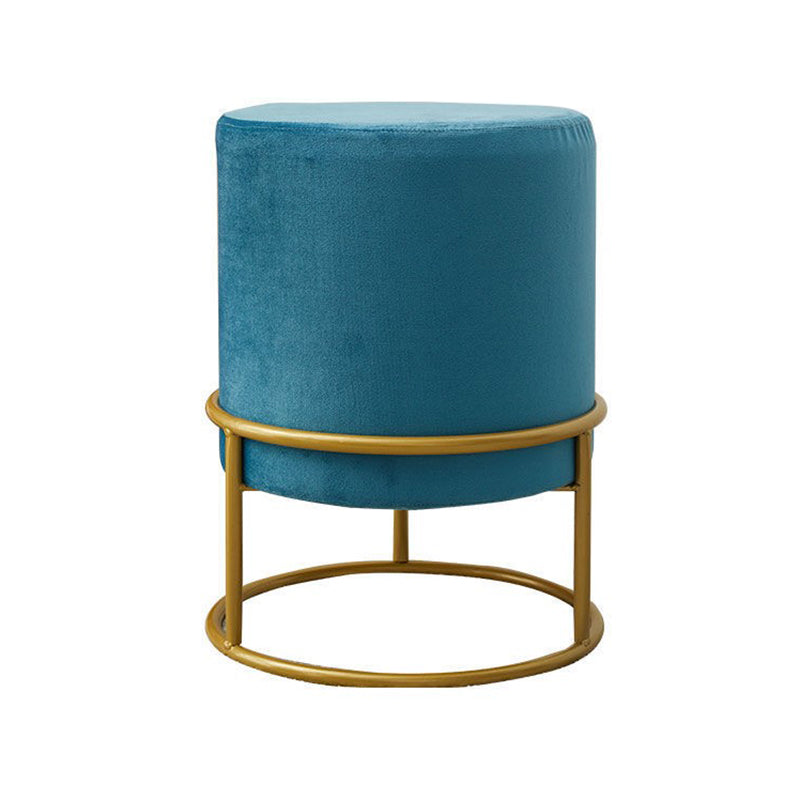 Mildew Resistant Ottoman Pure Color Modern Upholstered Velvet Round Ottoman