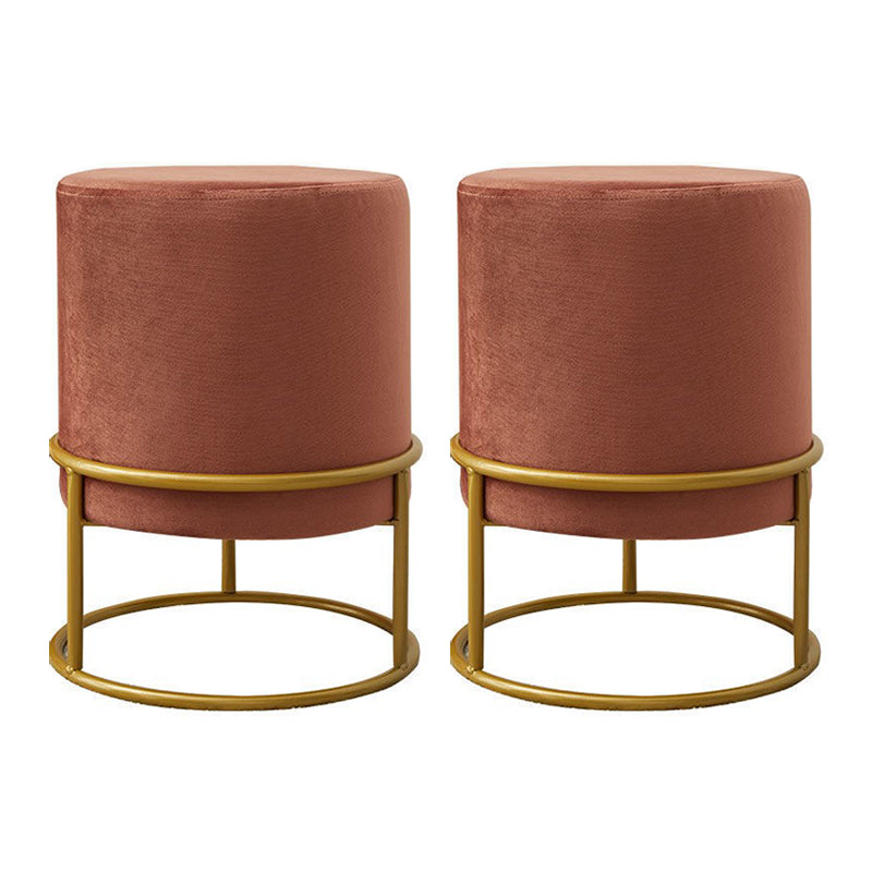 Mildew Resistant Ottoman Pure Color Modern Upholstered Velvet Round Ottoman