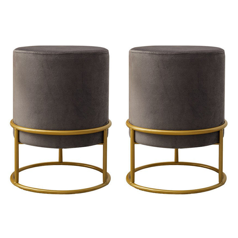 Mildew Resistant Ottoman Pure Color Modern Upholstered Velvet Round Ottoman