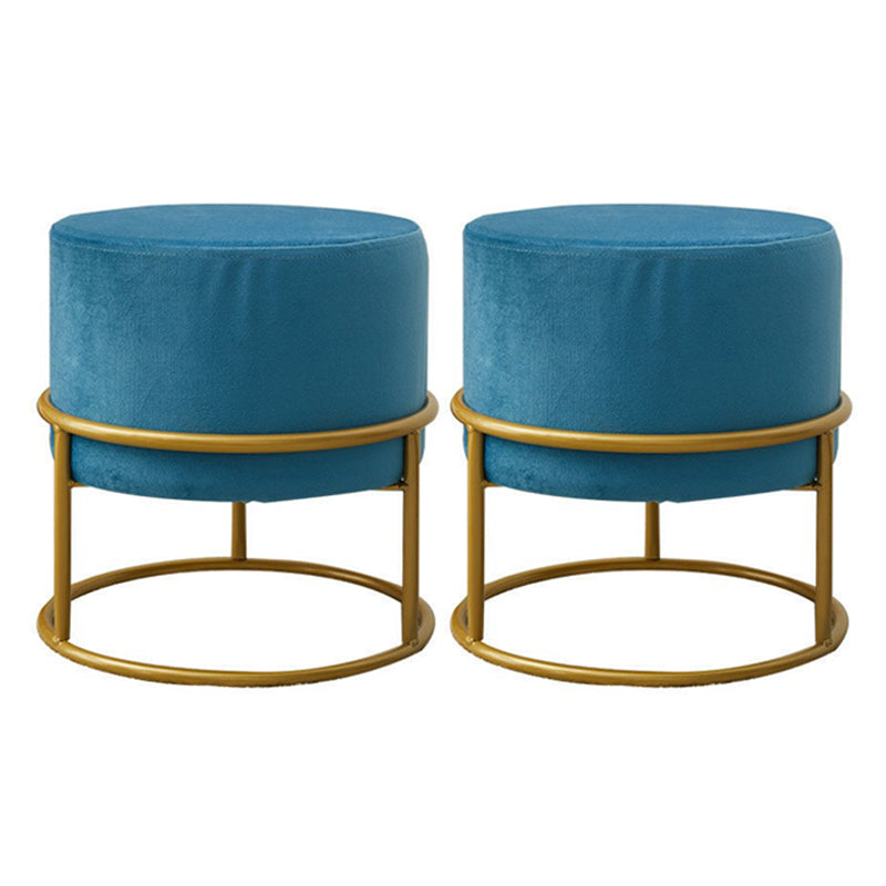 Mildew Resistant Ottoman Pure Color Modern Upholstered Velvet Round Ottoman