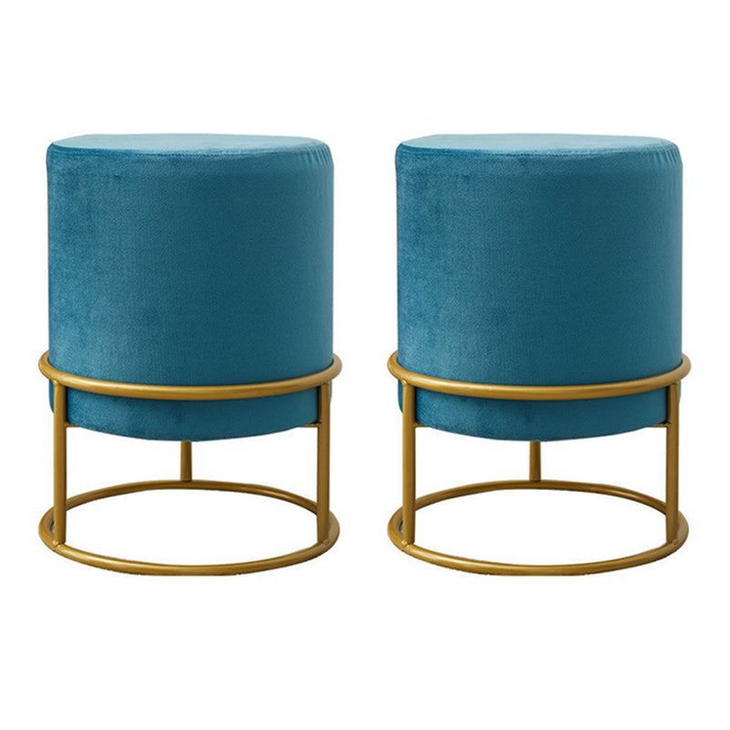 Mildew Resistant Ottoman Pure Color Modern Upholstered Velvet Round Ottoman