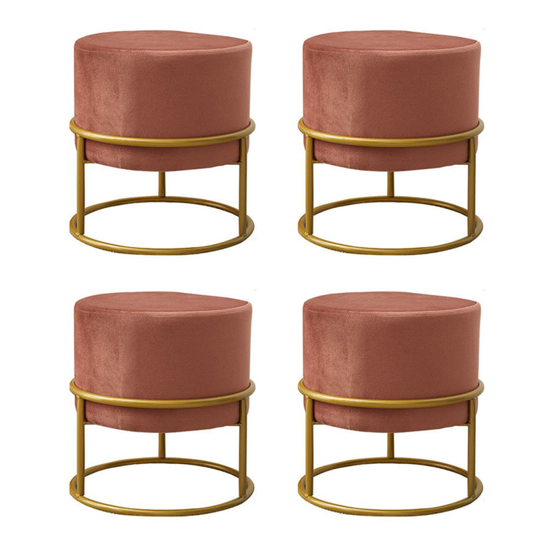 Mildew Resistant Ottoman Pure Color Modern Upholstered Velvet Round Ottoman