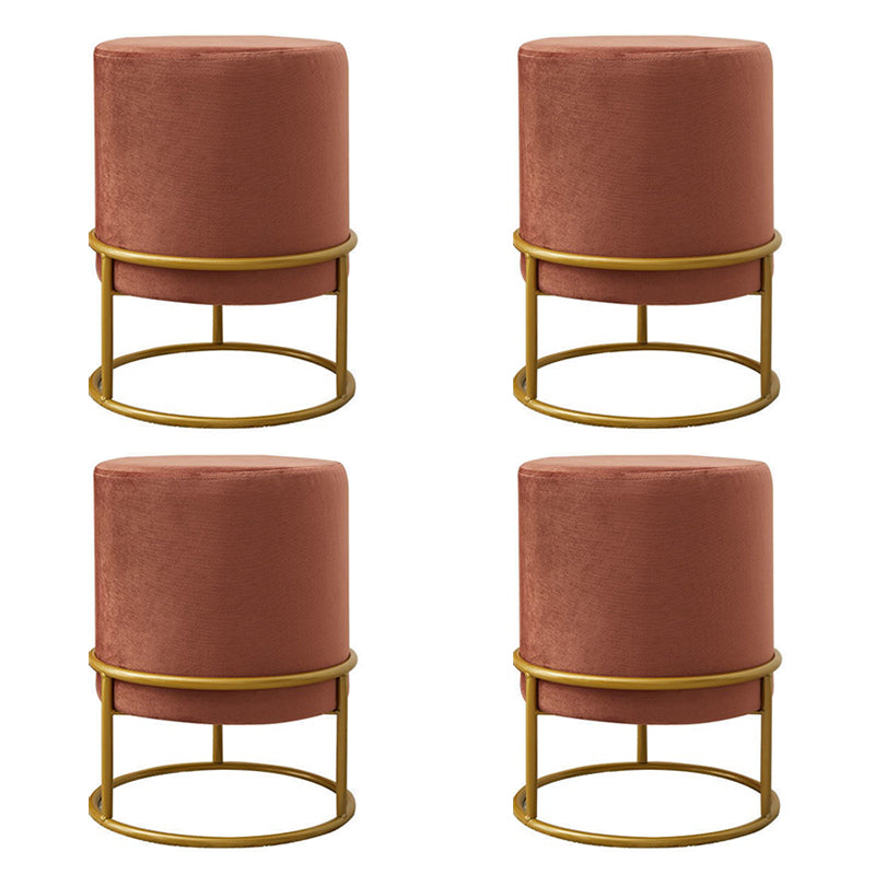 Mildew Resistant Ottoman Pure Color Modern Upholstered Velvet Round Ottoman