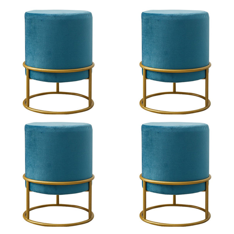 Mildew Resistant Ottoman Pure Color Modern Upholstered Velvet Round Ottoman