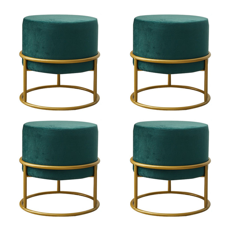 Mildew Resistant Ottoman Pure Color Modern Upholstered Velvet Round Ottoman