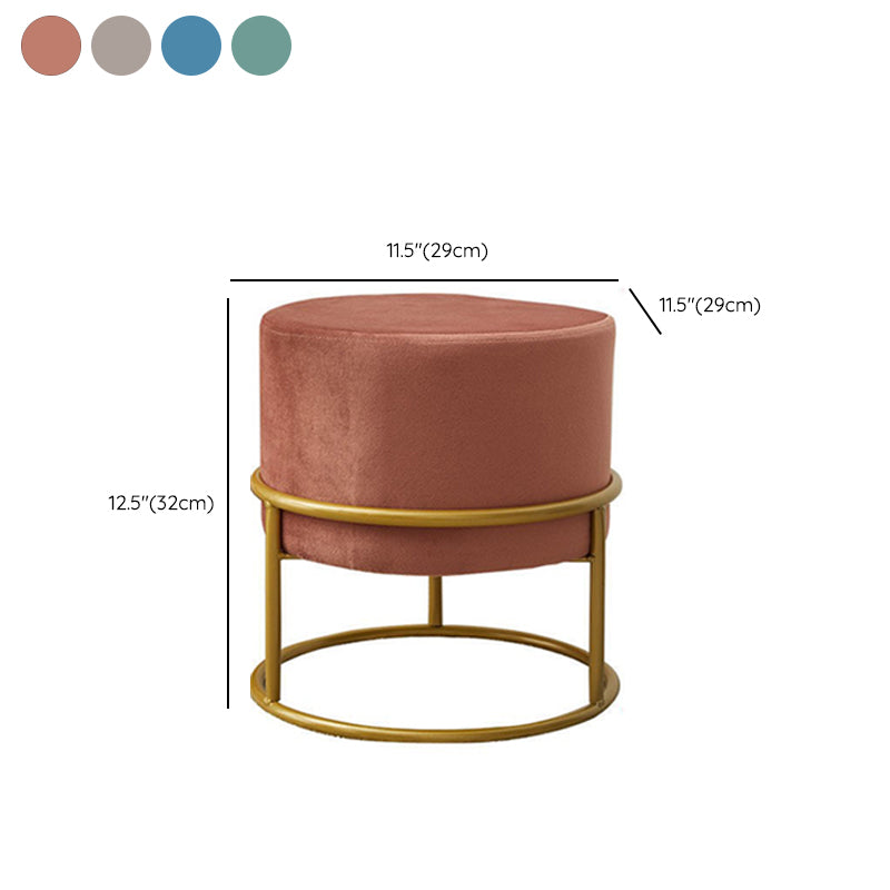Mildew Resistant Ottoman Pure Color Modern Upholstered Velvet Round Ottoman