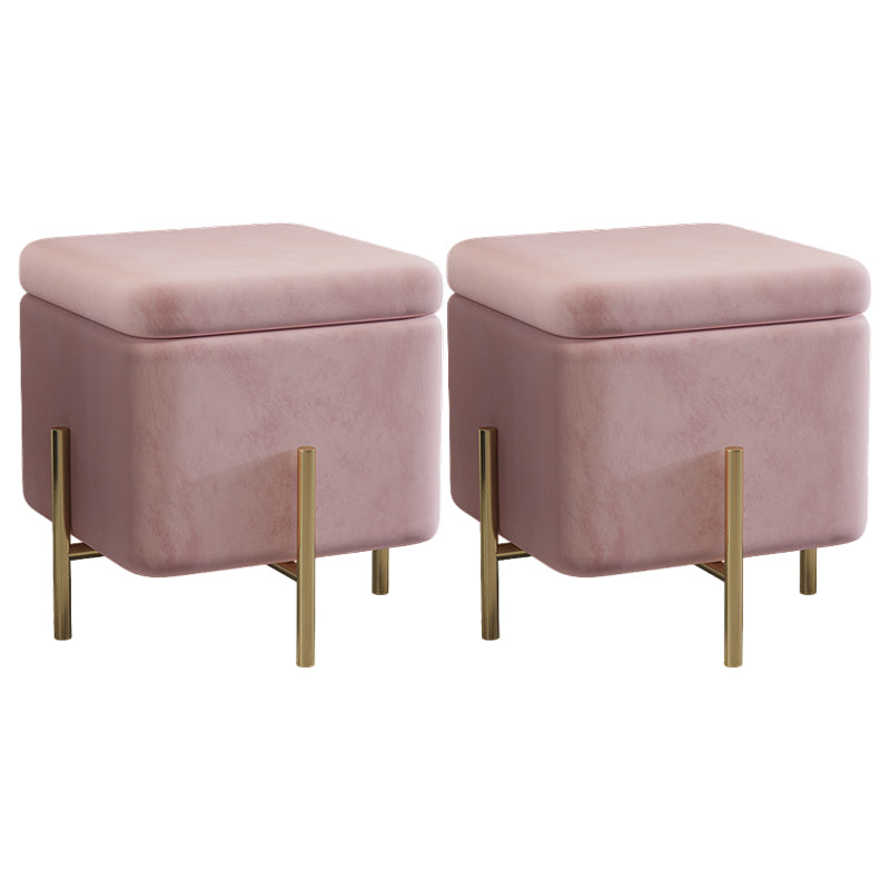 Ottoman Square Pure Color Velvet Scratch Resistant Ottoman with Storage